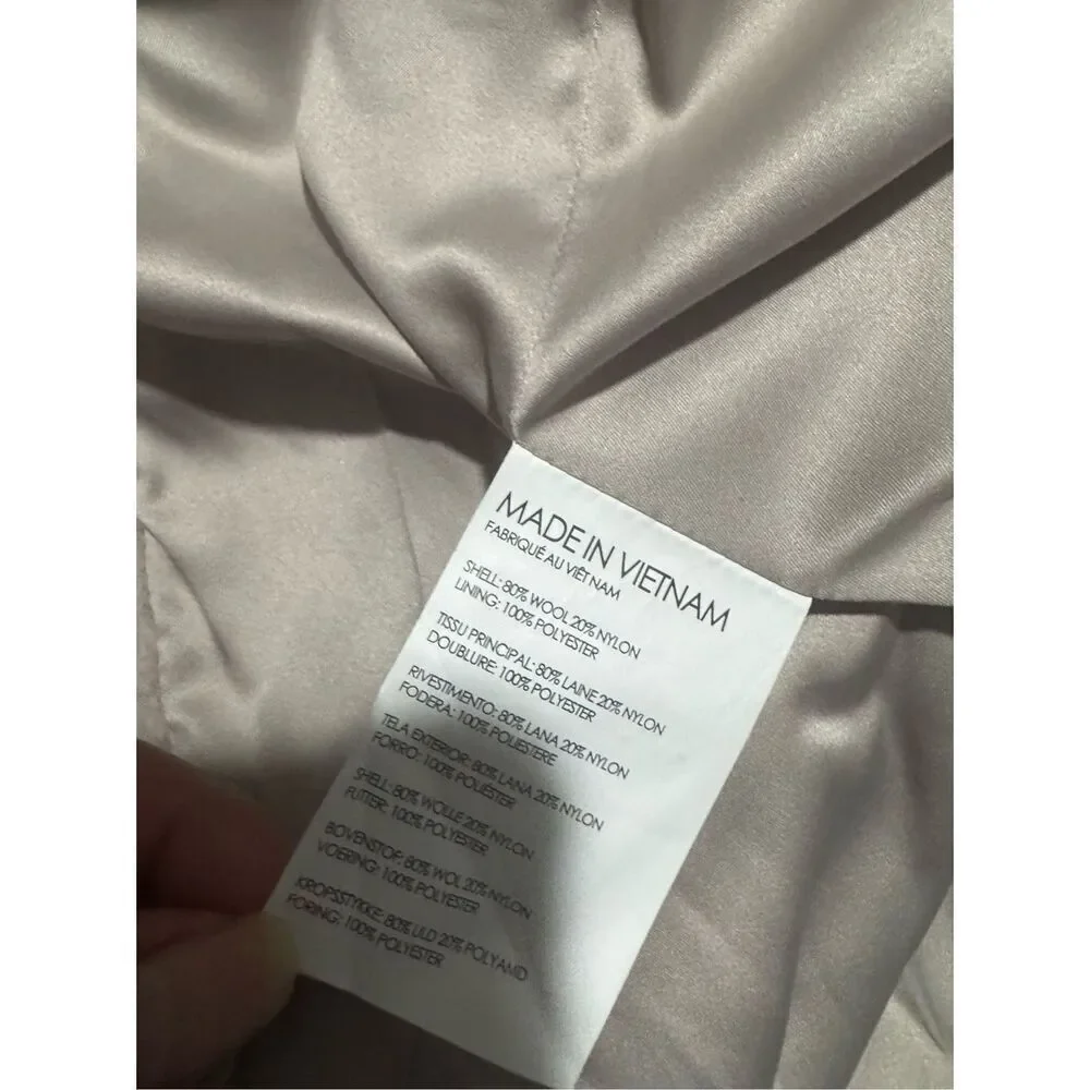 Club Monaco Daylina wool blend light blush long coat XS